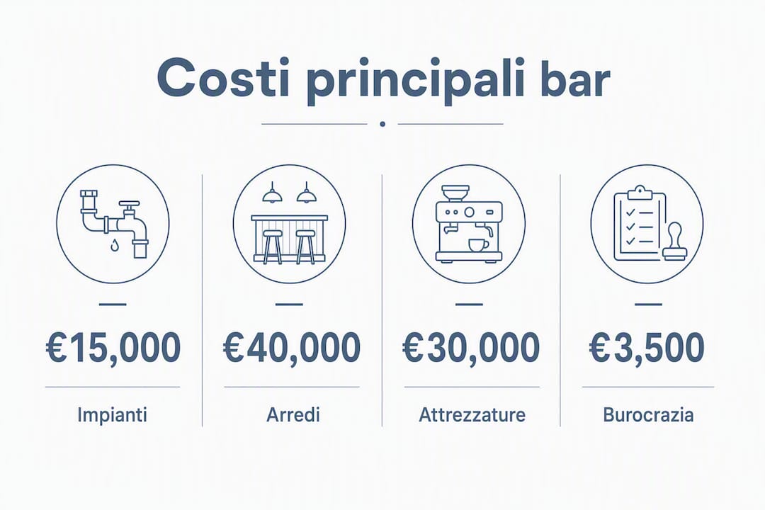 Grafico illustrativo dei principali costi da sostenere per l’apertura di un bar